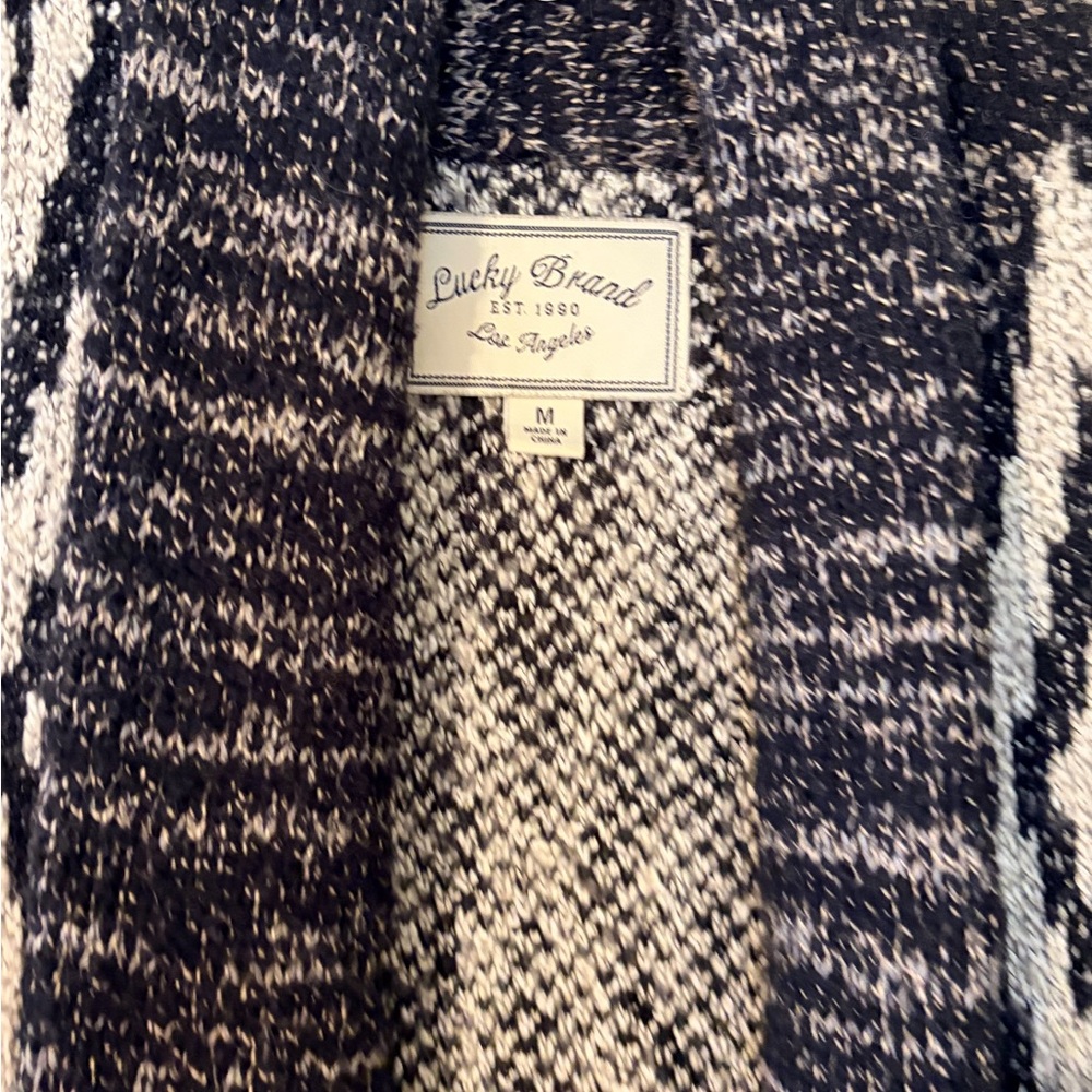 Lucky Brand Black and White Open Knit Cardigan - Picture 2 of 4